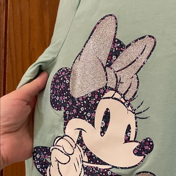 DISNEY/jumping beans NWT Sz 10 Mint Long Sleeve Tee sparkly silver Minnie Mouse - Picture 5 of 8